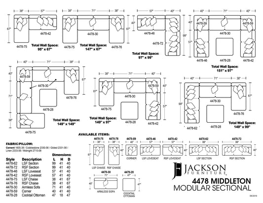 Middleton Modular Sectional - Cocktail Ottoman - Cement