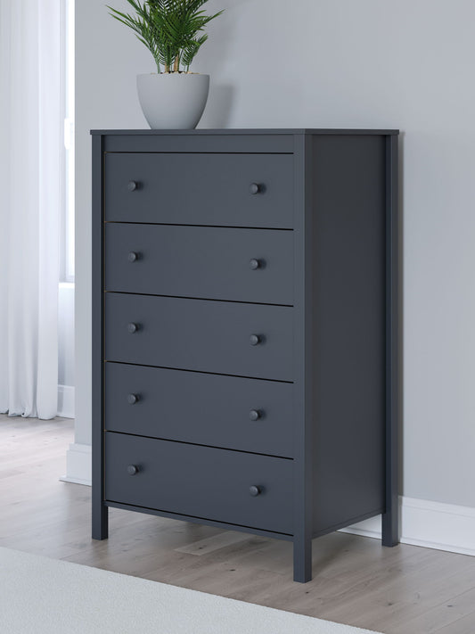 Simmenfort - Five Drawer Chest - Navy Blue