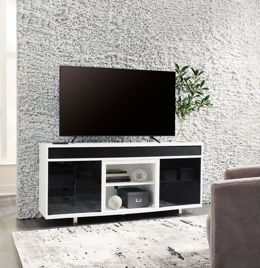 Gardoni - XL TV Stand With Fireplace Option - White / Black