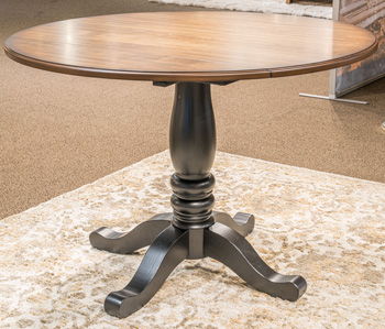 Clorazi - Round Dining Room Drop Leaf Table - Black / Brown