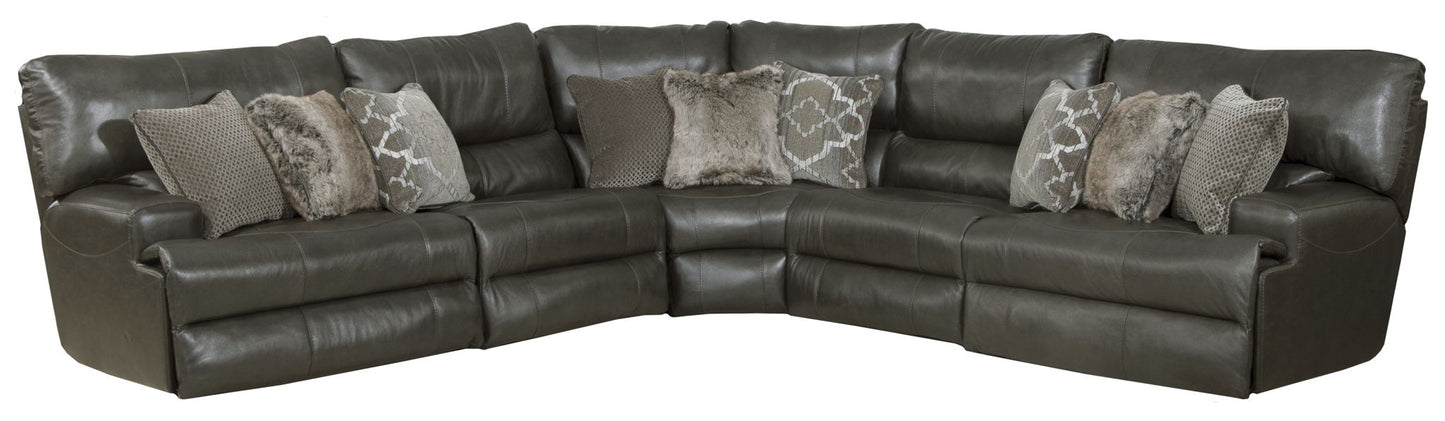 Como - 5 Piece Italian Leather Match Reclining Sectional