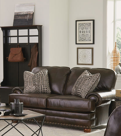 Roberto - Leather Loveseat - Cocoa