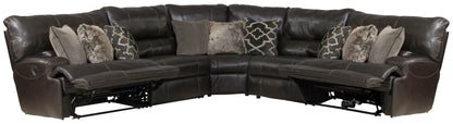 Como - 5 Piece Italian Leather Match Reclining Sectional