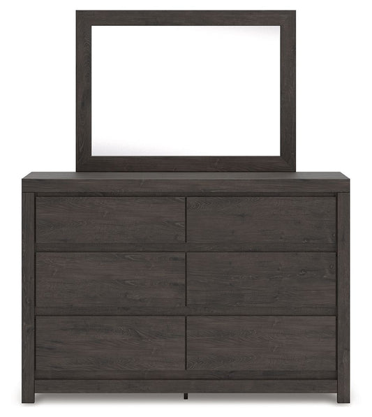 Fraluna - 3 Pc. - Queen Panel Storage Bed, Dresser And Mirror - Charcoal
