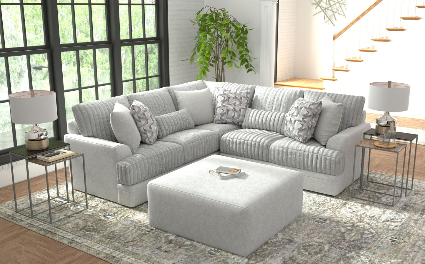 Titan - Sectional With Comfort Coil Seating, Cocktail Ottoman And Accent Pillows Included
