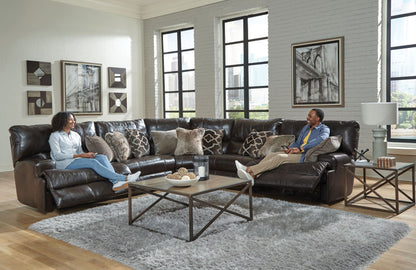 Como - 5 Piece Italian Leather Match Reclining Sectional