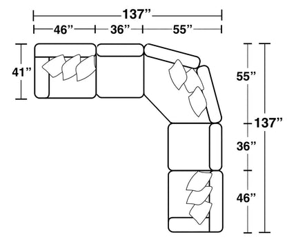Como - 5 Piece Italian Leather Match Reclining Sectional