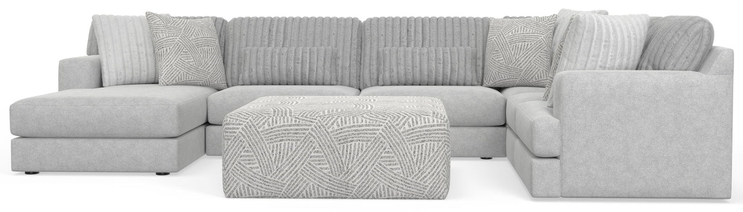 Logan - Upholstered Sectional With Comfort Coil Seating - 46" Cocktail Ottoman And Accent Pillows Included