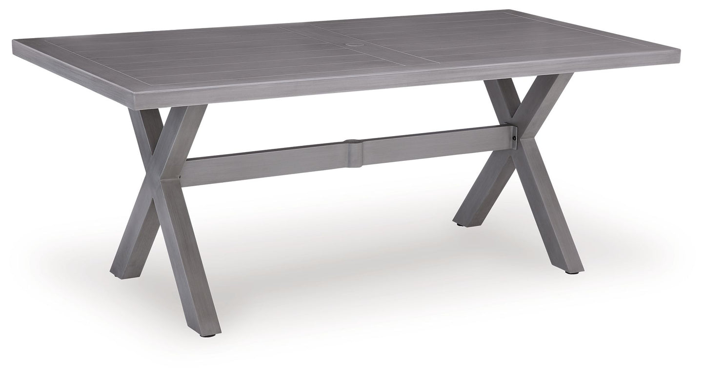Half Moon Beach - Rectangular Dining Table With Umbrella Option - Gray
